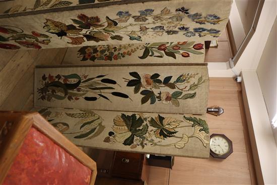 An early 20th century embroidered eight fold screen H.168cm